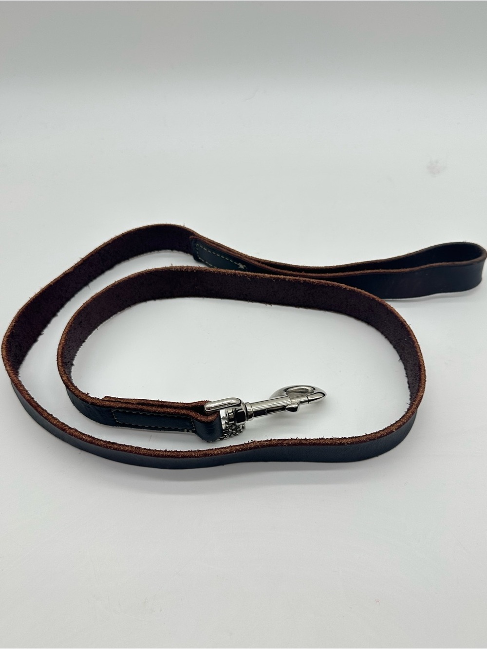 Circle T Brown Leather Dog Leash with Silver Tone Hardware